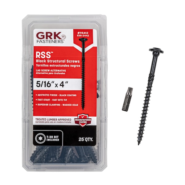 Grk Fasteners 5/16" Structural Bolt, Steel, 4 in L, 25 PK 95412 - main